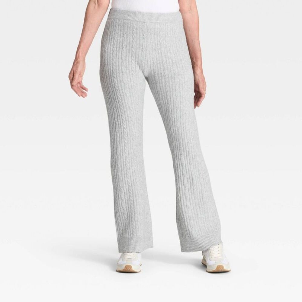 Women's High-Rise Wide Leg Ankle Sweater Pull-On Pants - Universal Thread Gray M